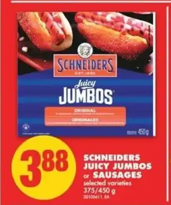 No Frills Schneiders Juicy Jumbos or Sausages offer