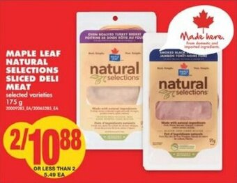 No Frills Maple Leaf Natural Selections Sliced Deli Meat offer