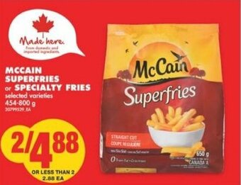 No Frills McCain Superfries or Specialty Fries offer