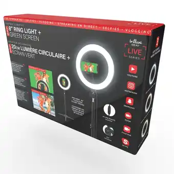 Giant Tiger Brilliant Ideas Vlogging Ring Light Kit with 8-in Ring Light and Green Screen, Black offer