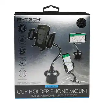 Giant Tiger ByTech Cup Holder Phone Mount for Smartphone up to 3.9" Wide, Black offer
