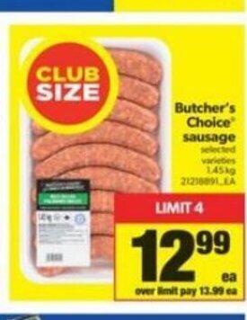 Real Canadian Superstore Butcher's Choice Sausage offer