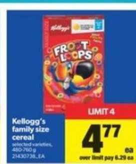 Real Canadian Superstore Kellogg's Family Size Cereal offer