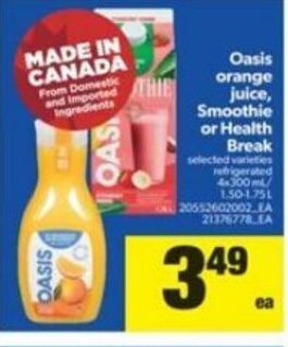 Real Canadian Superstore Oasis Orange Juice offer