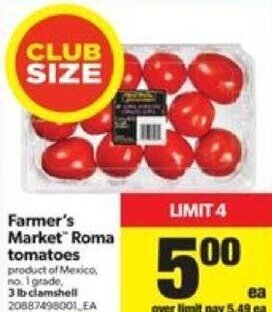Real Canadian Superstore Farmer's market roma tomatoes offer