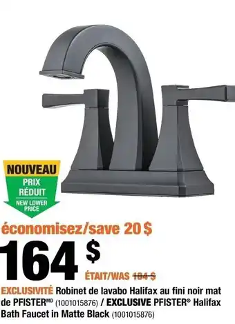 Home Depot Robinet de lavabo halifax au fini noir mat offer