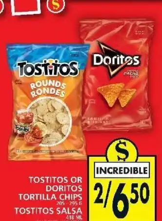Food Basics Tostitos or Doritos tortilla chips offer