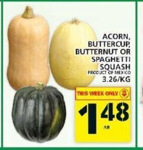 Food Basics Acorn,Buttercup,Butternut or Spaghetti squash offer