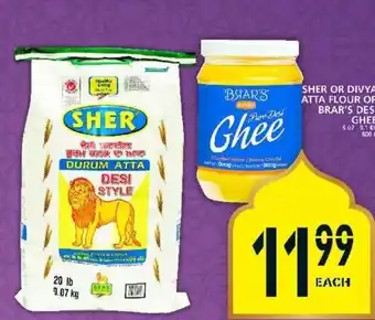 Food Basics Sher or Divya atta flour or brar's Desi ghee offer