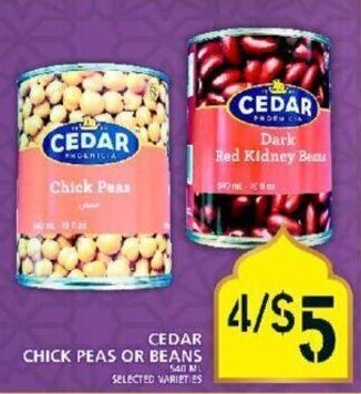 Food Basics Cedar chick peas or beans offer