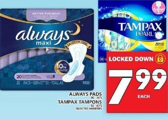 Food Basics Always pads Tampax tampons offer