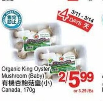 T&T Supermarket Organic king oyster mushroom offer