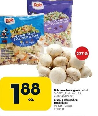Giant Tiger Dole coleslaw or garden salad offer