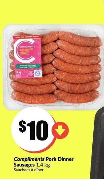 FreshCo Compliments pork dinner sausages offer