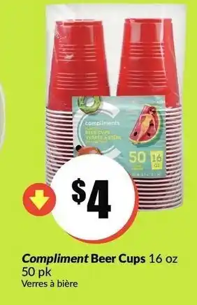 FreshCo Compliments beer cups offer