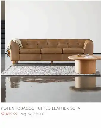 Kotka tobacco tufted leather sofa