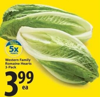 Save on Foods Western family romaine hearts 3-pack offer