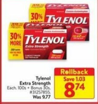 Walmart Tylenol extra strength offer