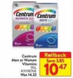 Walmart Centrum men or women vitamins offer