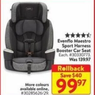 Walmart Evenflo maestro sport harness booster car seat offer
