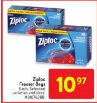 Walmart Ziploc freezer bags offer