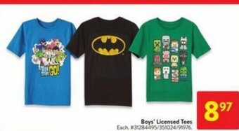 Walmart Boys' Licensed tees offer