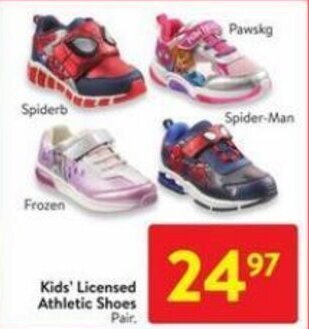 Walmart Kids' licensed athletic shoes offer