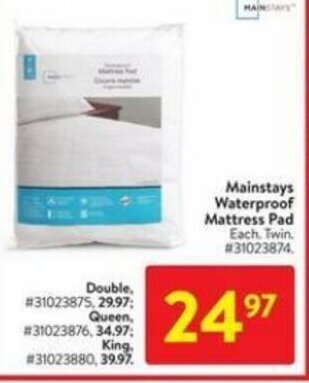 Walmart Mainstays waterproof mattress pad offer