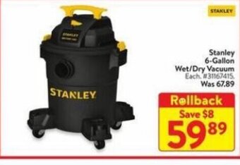 Walmart Stanley 6-Gallon wet/dry vacuum offer