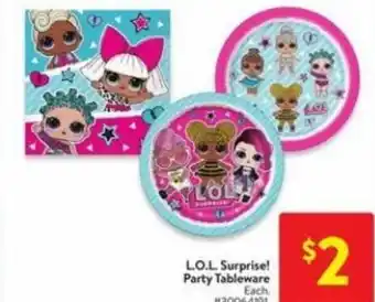Walmart L.O.L suprise party tableware offer