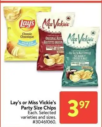 Walmart Lay's or miss vickie's party size chips offer