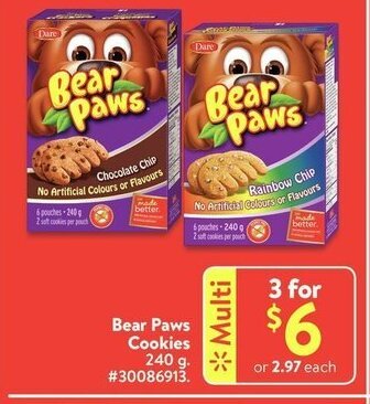 Walmart Bear paws cookies offer