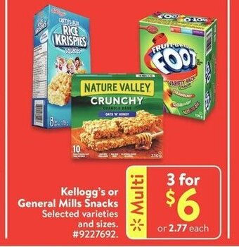 Walmart Kellogg's or general mills snacks offer