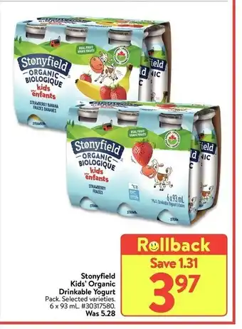 Walmart Stonyfiels kids' organic drinkable yogurt offer