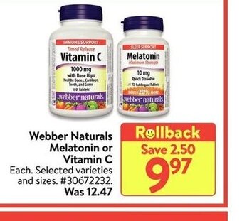 Walmart Webber naturals melatonin or vitamin c offer