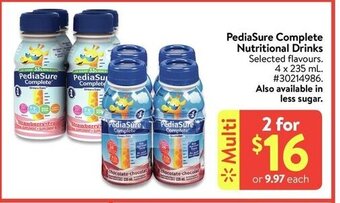 Walmart Pediasure complete nutritional drinks offer