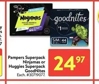 Walmart Pampers superpack ninjamas or huggies superpack goodnites offer