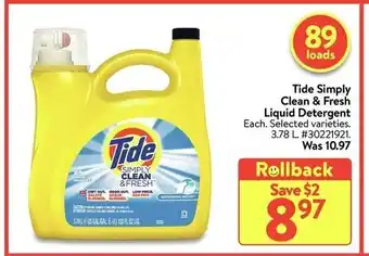 Walmart Tide simply clean & fresh liquid detergent offer