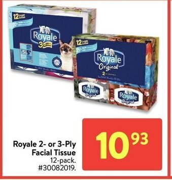 Walmart Royale 2- or 3-ply facial tissue offer