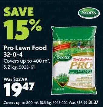 Home Hardware Pro lawn food 32-0-4 offer