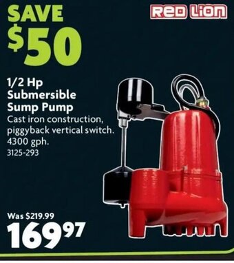 Home Hardware 1/2 Hp Submersible sump pump offer
