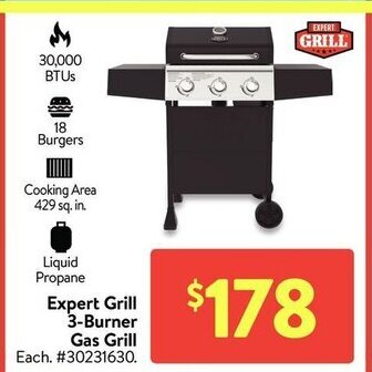 Walmart Expert grill 3-burner gas grill offer