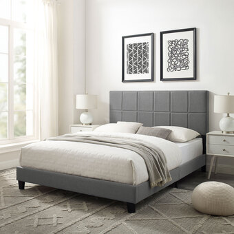 Best Buy Claude Transitional Upholstered Platform Bed - Queen - Dark Grey offer