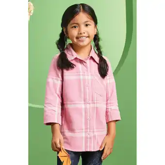 Giant Tiger Bella & Birdie Girl's Long Sleeve Flannel Collared Shirt with Button-Down Front and Single Chest Pocket offer