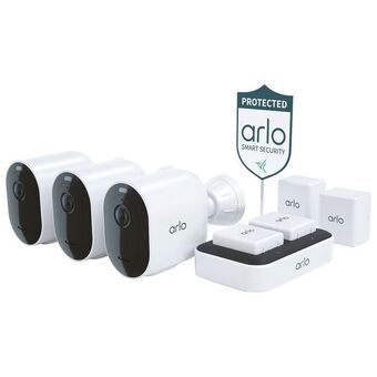 Best Buy Arlo pro 4 spotlight camera security bundle with 3 wire-free indoor/outdoor 2k cameras - white offer