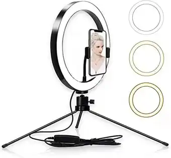 Amazon Arespark 10'' selfie ring light led desktop selfie ring light usb desk lamp table lamp with tripod stand smart phone holder r offer
