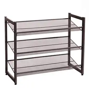 Amazon Songmics 3 tier metal shoe rack mesh rack adjustable shelf flat or angled shelves stackable storage rack for hallway offer