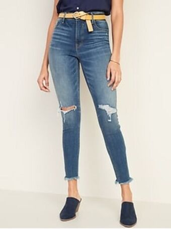 Old Navy High-waisted raw-edge rockstar super skinny ankle jeans for women offer