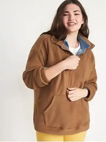 Old Navy Oversized sherpa half-zip tunic sweatshirt for women offer