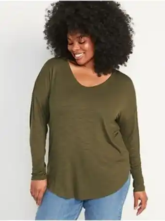 Old Navy Luxe long-sleeve voop-neck tunic t-shirt for women offer